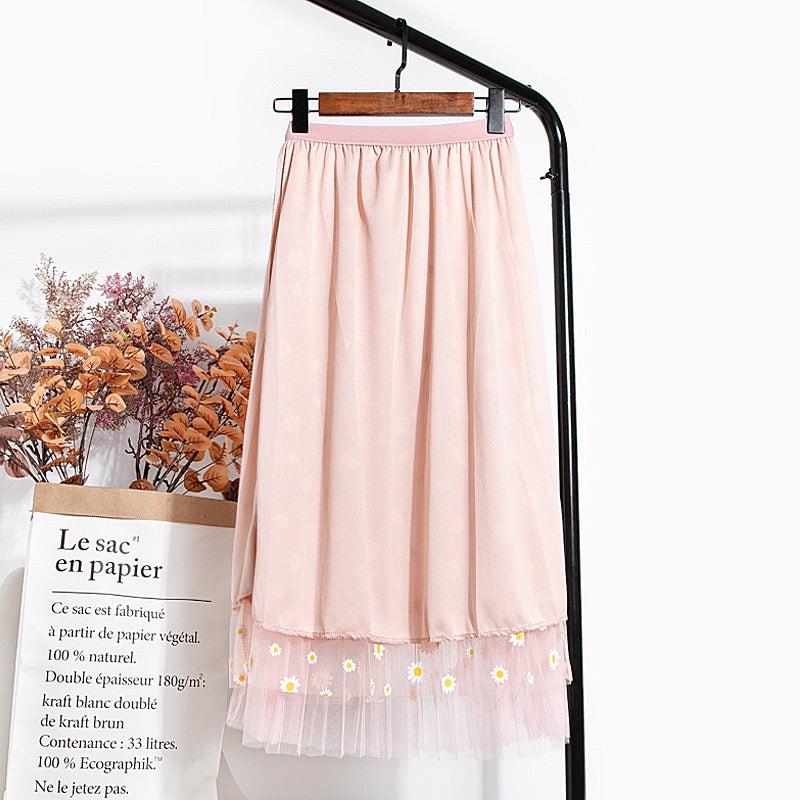 Nouveau style, double maille, jupe trapèze taille haute Daisy, jupe mi-longue 3589