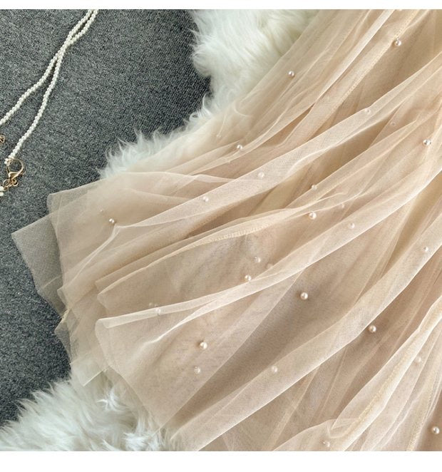 Jupe en tulle à clous, automne et hiver, nouveau style, taille haute, longueur moyenne, polyvalente, jupe super féerique A-line 3526